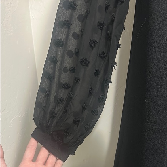 Black Ribbed Asymmetrical Sheath Dress - Picture 2 of 6